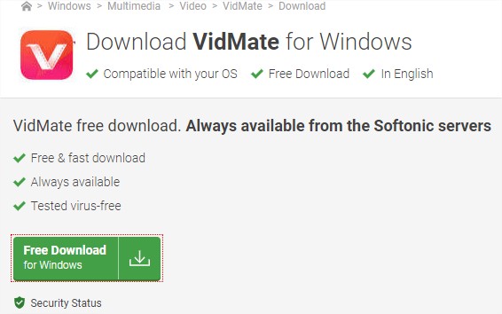 vidmate for windows 7 free download